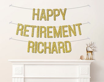 Custom Retirement Banner Personalised Words Party Decorations For Mum Dad Grandma Grandad - CB271