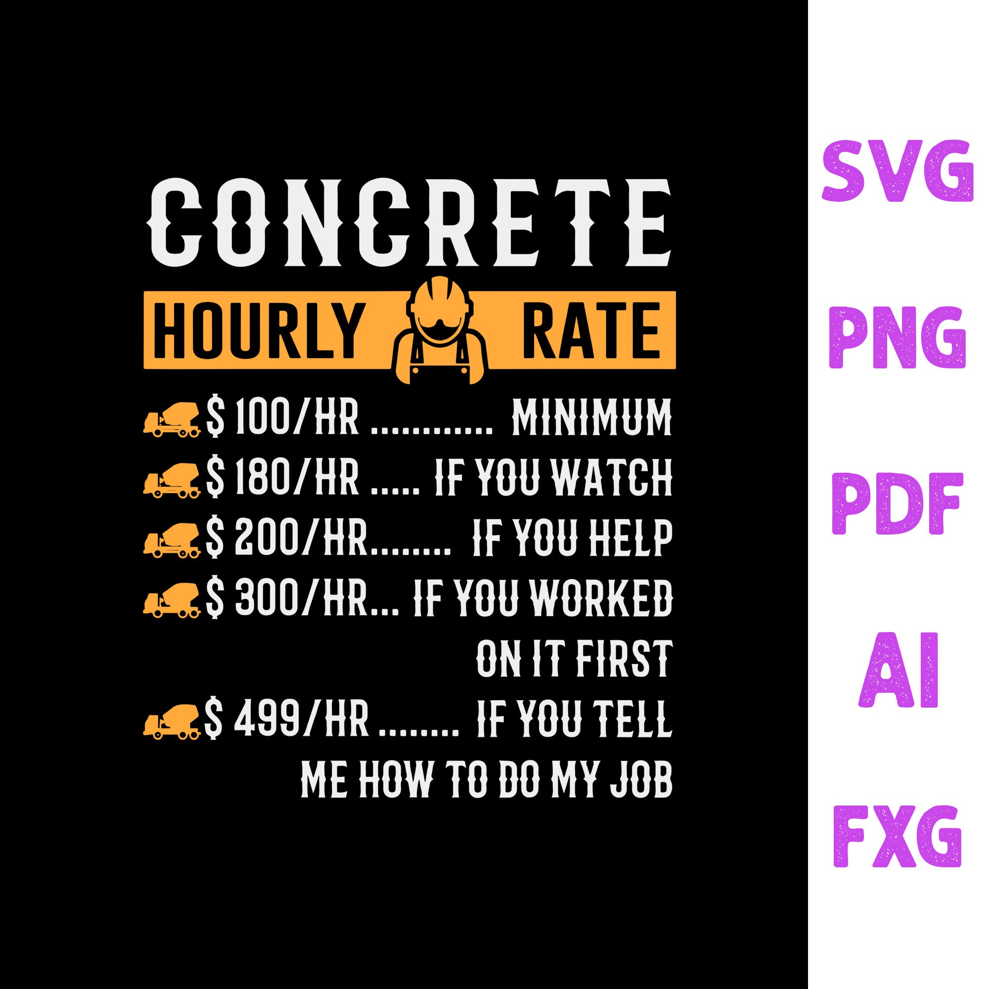 Concrete svg Concrete Hourly Rate svg Concrete dad svg Etsy