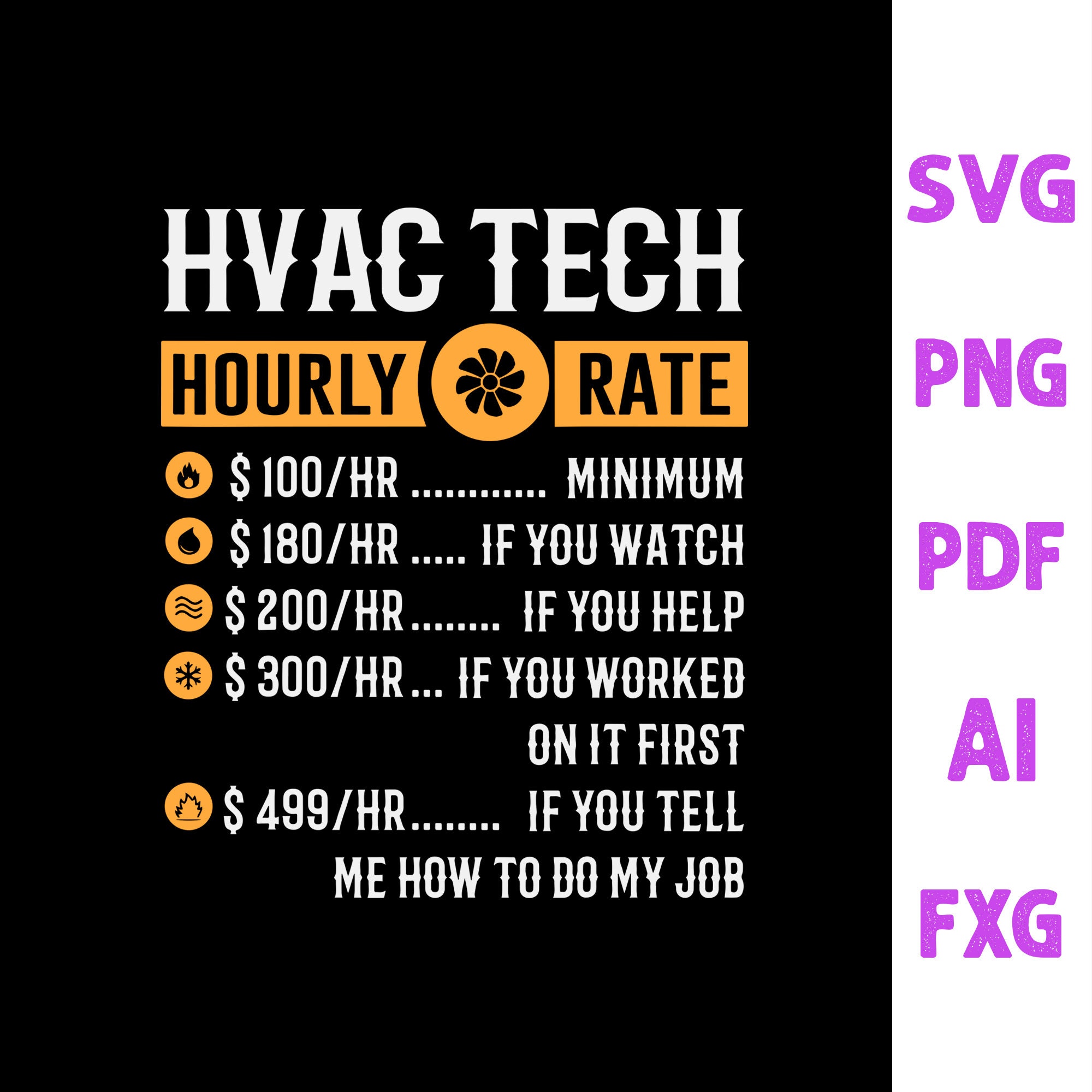 HVAC Tech svg HVAC Tech Hourly Rate svg Etsy