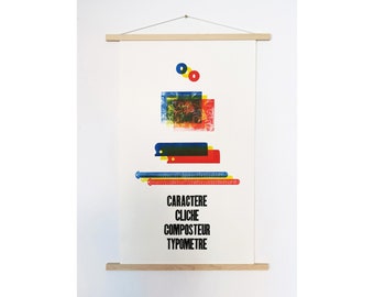 typographic tools, letterpress poster, limited edition