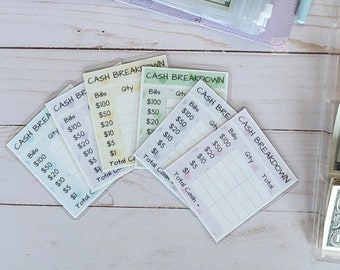 Cash Withdrawal, Cash Breakdown, Bank Teller Card, Teller Slips, Budgeting Tool, Cash Trackers, Cash Envelope, Sinking Funds, Savings