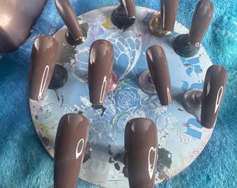 Brown Press On Nails