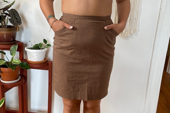 Vintage gingham mini skirt. Retro gingham skirt - image 1