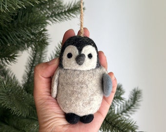 Felt Penguin with red scarf, Tree Hanging Decorations