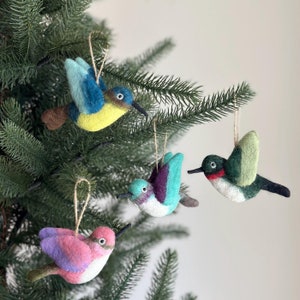 Felt Hummingbird Christmas Ornament, Gifts for Bird Lovers, Fair Trade Ornament, Biodegradable Ornament
