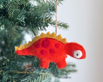 Felt Stegosaurus Christmas ornament, Biodegradable Ornament, Eco-Friendly Ornament, Dinosaur Ornament, Tree Decoration, Christmas Decoration