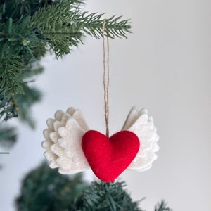 Felt Love Wings Valentine's Ornament, Valentine's Gift, Twine Thread Attached, Biodegradable Ornament, Hanging Decoration,