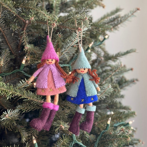 Felt Fairy Girl Ornament, Needle Felted Ornament, Biodegradable ornaments, Tree Hanging Decoration, Fair Trade Ornament