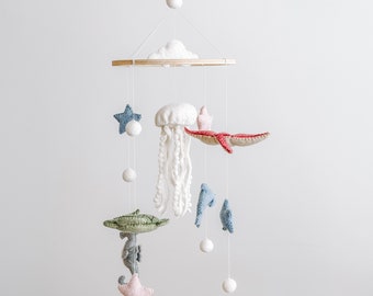 Felt Ocean Life Baby Mobile For Nursery Decor, Under the Seam, Baby Shower's Gift, Gift for Sea Lovers