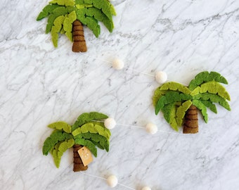 Felt Palm Tree Garland, Felt Tree Hangings, Tropical Theme Nursery Decor, Nursery Room Décor, Waldorf Inspired Party Banner