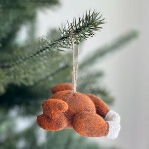 Felt Roast Turkey Ornament – Handmade Wool Roast Turkey Decoration, Funny Thanksgiving Ornament, Farmhouse Christmas Tree Decor