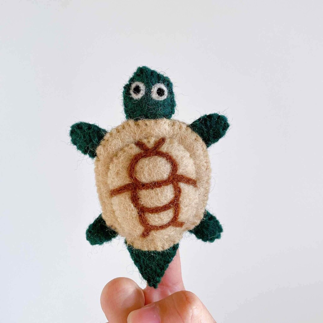 Felt Finger Puppet- Turtle - Handmade Wool Puppet - Needle Felted ...
