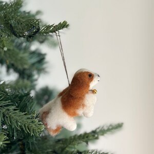 Felt King Charles Cavalier Dog Ornament, Needle Felted Dog Ornament, Christmas Decoration, Tree Ornament, Fair Trade image 2