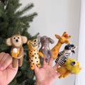 Safari Animal Finger Puppets, Felt Lion, Felt Giraffe, Fel Cheetah, Felt Elephant, Felt Zebra, Felt Monkey, Felt Rhinos