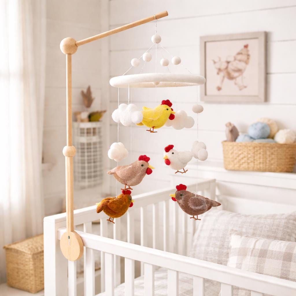 Chicken Baby Mobile, Barnyard Mobile, Nursery Decor, Baby Shower's