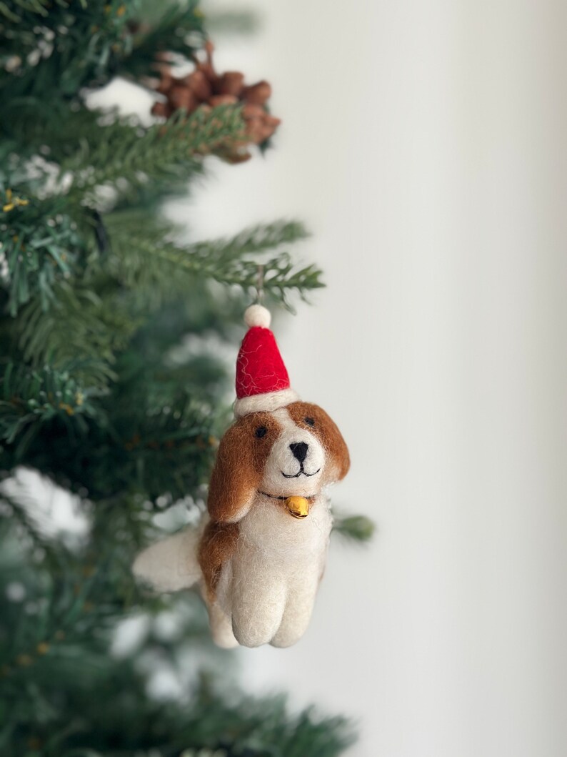 Felt King Charles Cavalier Dog Ornament, Needle Felted Dog Ornament, Christmas Decoration, Tree Ornament, Fair Trade image 8