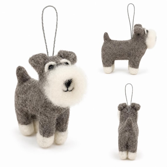 Felt Schnauzer Ornament, Felt Dog Ornament, Christmas Decoration, Tree Hanging Decoration, Gifts For Dog Lovers, Fair Trade Ornament