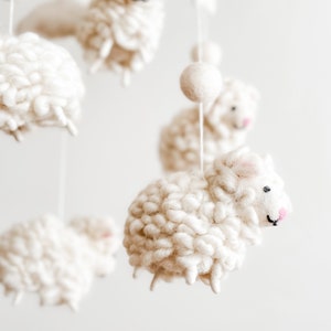 Sheep Baby Mobile For Nursery Decor, Mother's Day Gift, Wool Felt Counting Sheep, Baby Shower's Gift, Crib Mobile, Cot Mobile, Nursery Gift image 3