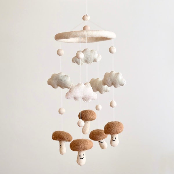 Smiley Mushroom Baby Mobile, Veggie Crib Mobile, Baby Shower's Gift, Mother's Day Gift ***SALE***