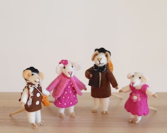 Mice Family, Felt Mice Miniature, Collectible Mouse, Felt Toy, Pretend Play, Gifts For Kids, Baby toy