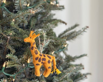 Felt Giraffe Ornament, Safari Animal Christmas ornament