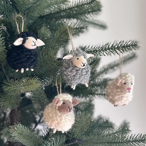 Felt Fluffy Sheep Ornament, Easter Ornament, Biodegradable ornament, Tree Hanging Decorations, Counting Sheep, Lamb Ornament