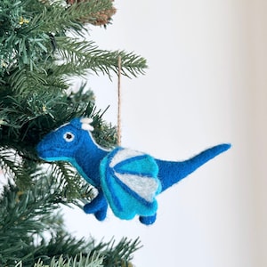 Felt Dragon Christmas Ornament, Needle-Felted Flying Pterosaur Ornament, Biodegradable Christmas Decoration, Tree Hanging Decoration, Avatar