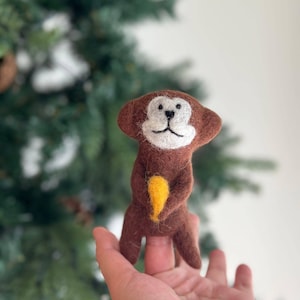 Monkey Holding Banana Finger Puppet