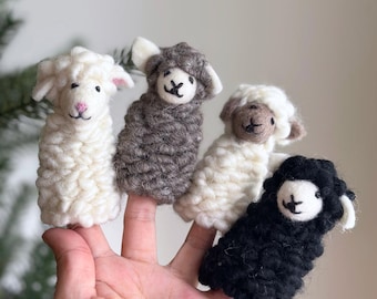 Sheep Felt Finger Puppet, Needle Felted Finger Puppet, Waldorf Toy, Speech Therapy Aid, Pretend Play, Story Telling For Kids