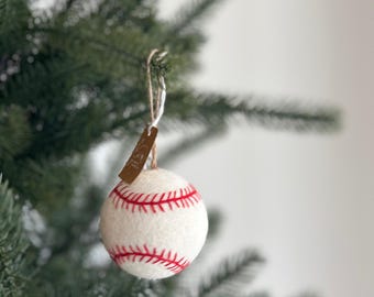 Ornamento da baseball in feltro – Decorazione natalizia sportiva in lana fatta a mano, regalo per l'albero della MLB Little League, decorazione per i tifosi delle World Series