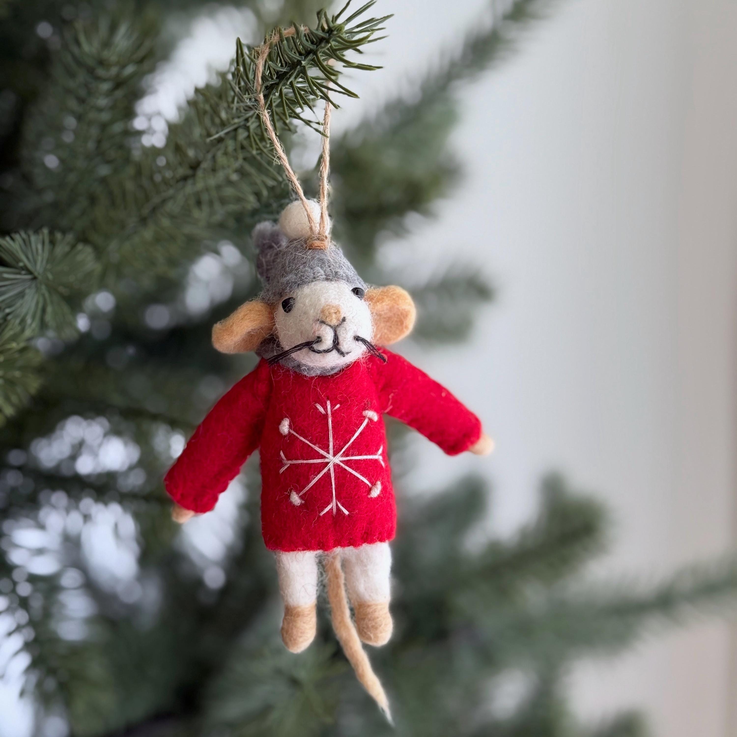 Felt Mouse in Sweater – Set of 7 Christmas Ornaments - Etsy