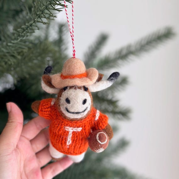 Texas Longhorns Mascot College Football Ornament - Felt Ornament - Game Day Decor - Football Fan Gift - Sports Christmas Gift