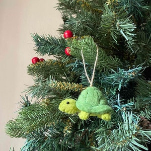 Handcrafted Turtle Christmas Ornament, Biodegradable Ornament, Ocean Theme Ornaments, Tree Hanging Decoration, Zipper Charm image 1