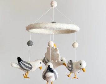 Seagull Crib Mobile, Nautical Baby Mobile For Nursery Decor, Ocean Theme Cot Mobile, Baby Shower's Gift, Unique Christmas Gift