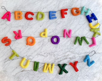 Felt Alphabet Garland, Fair Trade, Nursery Decor, Waldorf Inspired, Party Banners, Unique Mother's Day Gifts