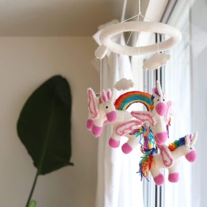 Felt Unicorn Baby Mobile, Unicorn Nursery Decor, Felt Rainbow, Mobile Nursery, Felt Mobile, Crib Mobile, Baby Girl Mobile