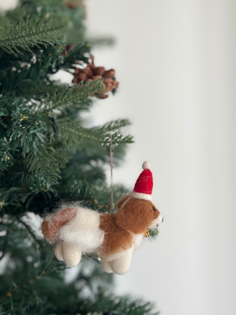 Felt King Charles Cavalier Dog Ornament, Needle Felted Dog Ornament, Christmas Decoration, Tree Ornament, Fair Trade image 9
