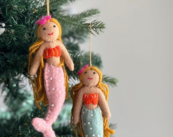 Felt Mermaid Christmas Ornament, Biodegradable Ornament, Tree Decorations, Christmas Decoration