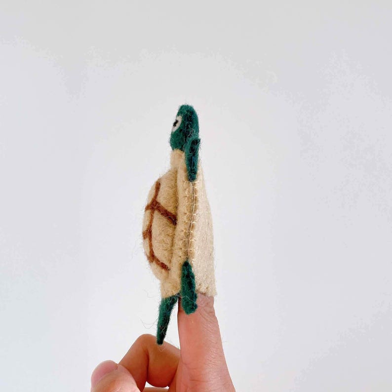 Felt Finger Puppet- Turtle - Handmade Wool Puppet - Needle Felted ...
