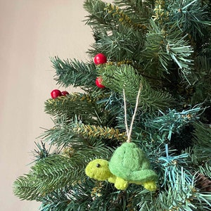 Handcrafted Turtle Christmas Ornament, Biodegradable Ornament, Ocean Theme Ornaments, Tree Hanging Decoration, Zipper Charm image 3