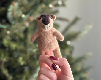 Wombat Felt Finger Puppet, Needle Felted Finger Puppet, Waldorf Toy, Speech Therapy Aid, Pretend Play, Story Telling For Kids