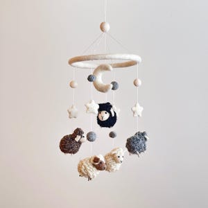 Sheep Baby Mobile for Nursery Decor, Mother's Day Gift, Wool Felt ...