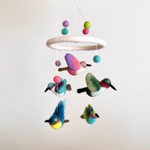 Felt Humming Bird Baby Mobile For Nursery Decor, Baby Shower's Gift, Gift for Bird Lovers