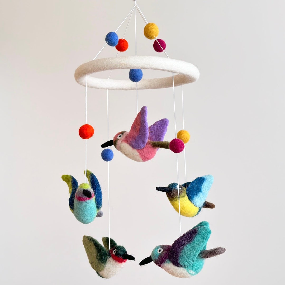 Felt Humming Bird Baby Mobile for Nursery Decor, Baby Shower's Gift