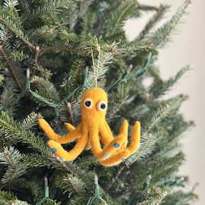 Felt Octopus Ornament, Sea Animal Ornament, Biodegradable Ornament, Ocean Theme Ornaments, Tree Hanging Decorations