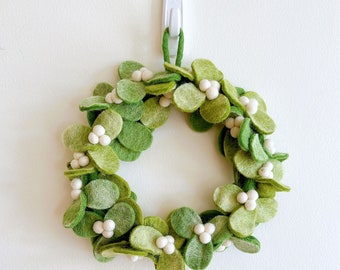 Wool Felt Mistletoe Wreath, Door Decorations