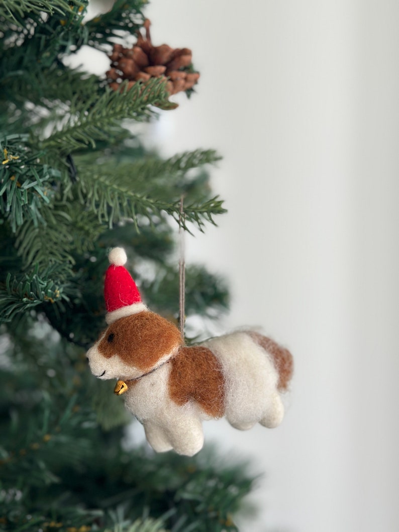 Felt King Charles Cavalier Dog Ornament, Needle Felted Dog Ornament, Christmas Decoration, Tree Ornament, Fair Trade image 7