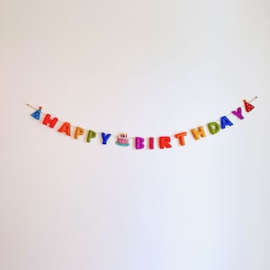 Filz Geburtstag Banner, Muttertagsgeschenk, Geburtstag Party Banner, Pastell Tone Party Girlande