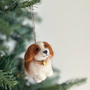 Felt King Charles Cavalier Dog Ornament, Needle Felted Dog Ornament, Christmas Decoration, Tree Ornament, Fair Trade image 4