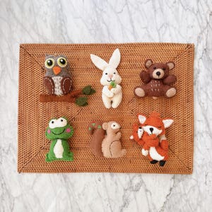 Woodland Animal Ornament Set with a hemp string loop, Biodegradable Ornaments, Tree Hanging Decorations, Gifts for Mom